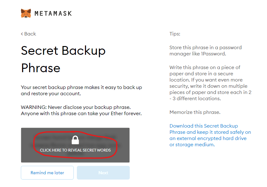 Secret Backup Phase