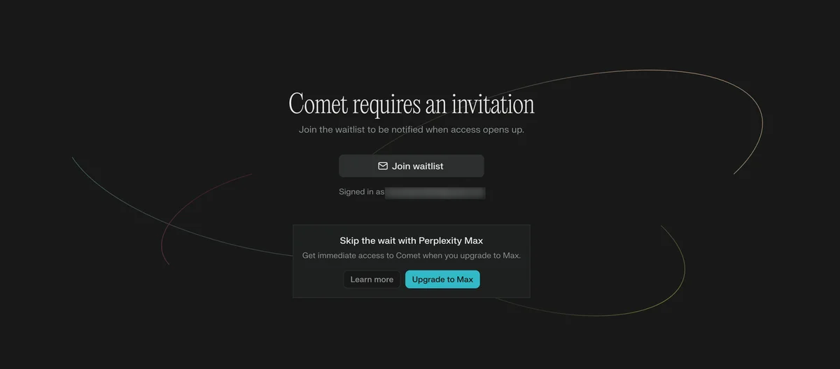Comet Browser waitlist