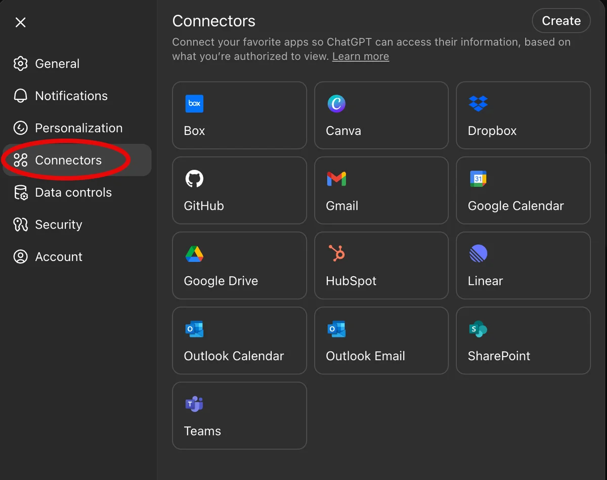 Connectors ChatGPT
