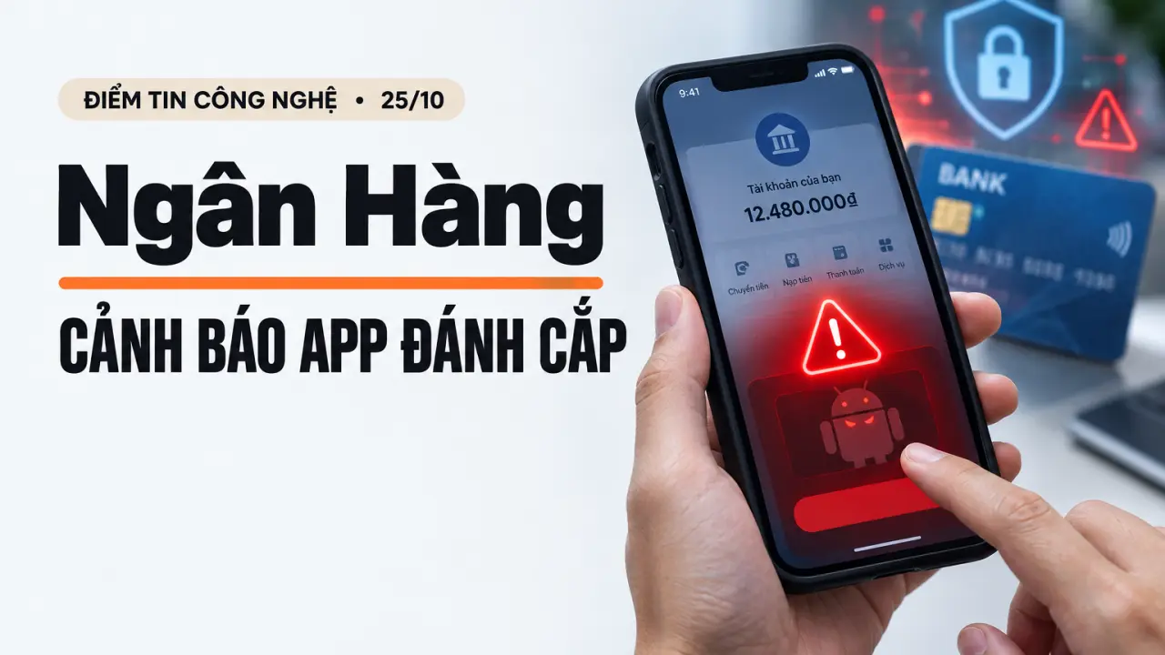 Ứng dụng giả mạo, lừa đảo ngân hàng, mã độc Android, tài khoản VNeID - Ứng dụng giả mạo ngân hàng bị cảnh báo, iPhone Duo lộ điểm yếu | ĐTCN 25/10